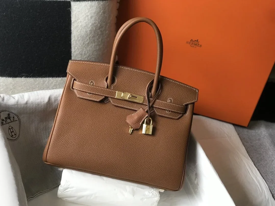Hermes Birkin Top Handle Bag / Brown Togo Gold Hardware Bag