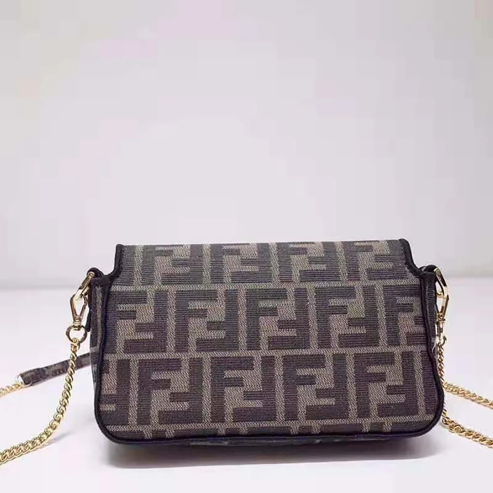 Fendi Mini Baguette Brown Fabric Bag for Women Fendi Mini Baguette Brown Fabric Bag for Women