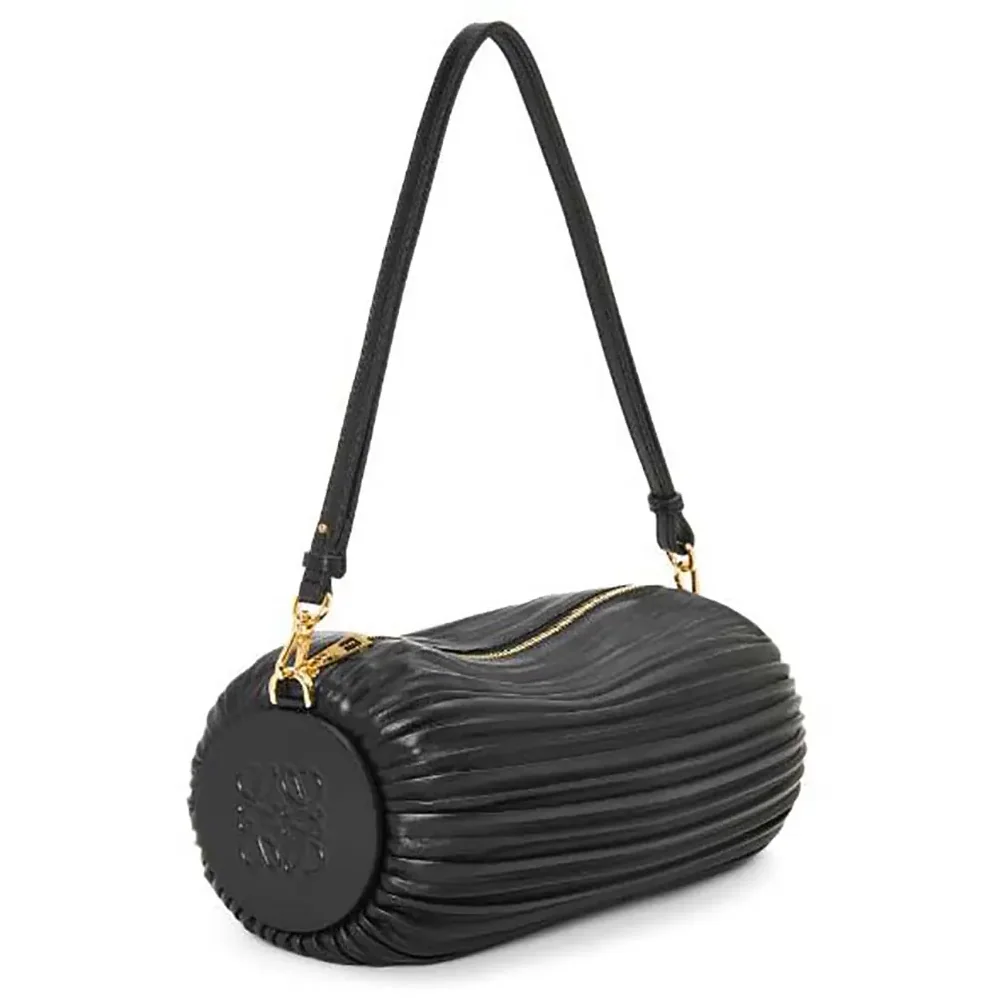 Loewe Bracelet Pouch in Pleated Nappa Lambskin for Unisex in Black Loewe Bracelet Pouch in Pleated Nappa Lambskin for Unisex in Black