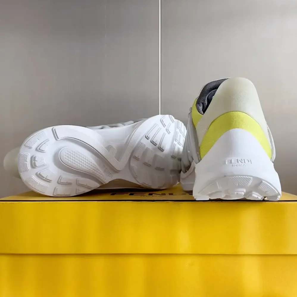 Fendi Tag Sneakers Yellow Technical Mesh Running Sneakers for Men Fendi Tag Sneakers Yellow Technical Mesh Running Sneakers for Men