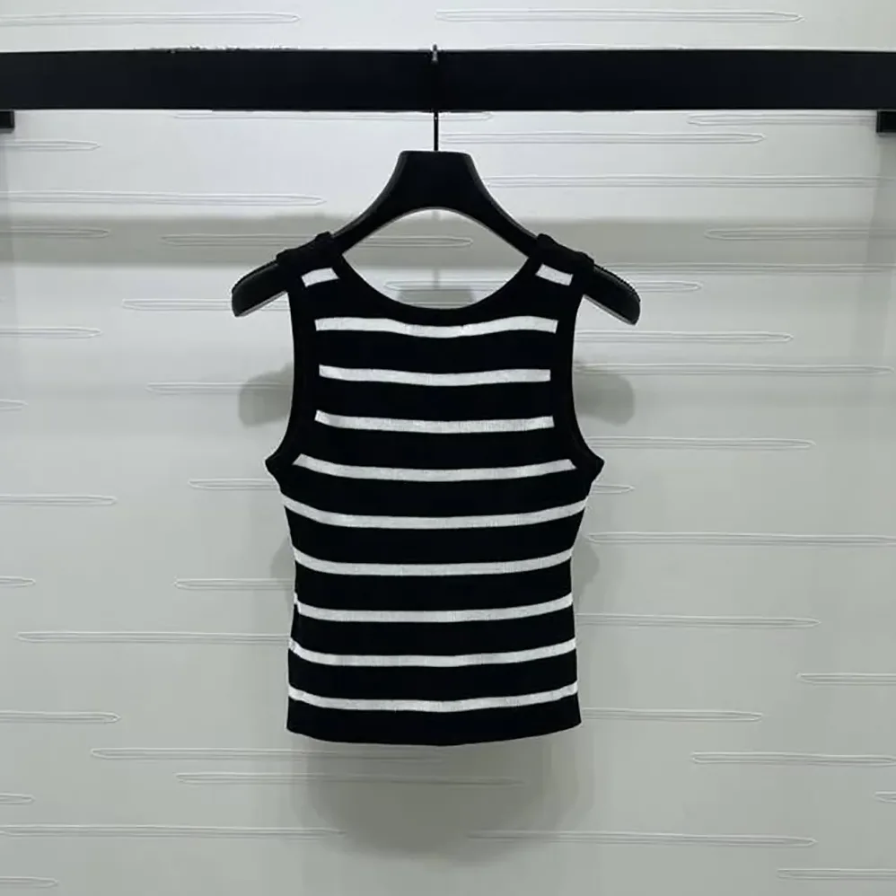 Miu Miu Striped Knitted Sports Vest for Women in Black Miu Miu Striped Knitted Sports Vest for Women in Black