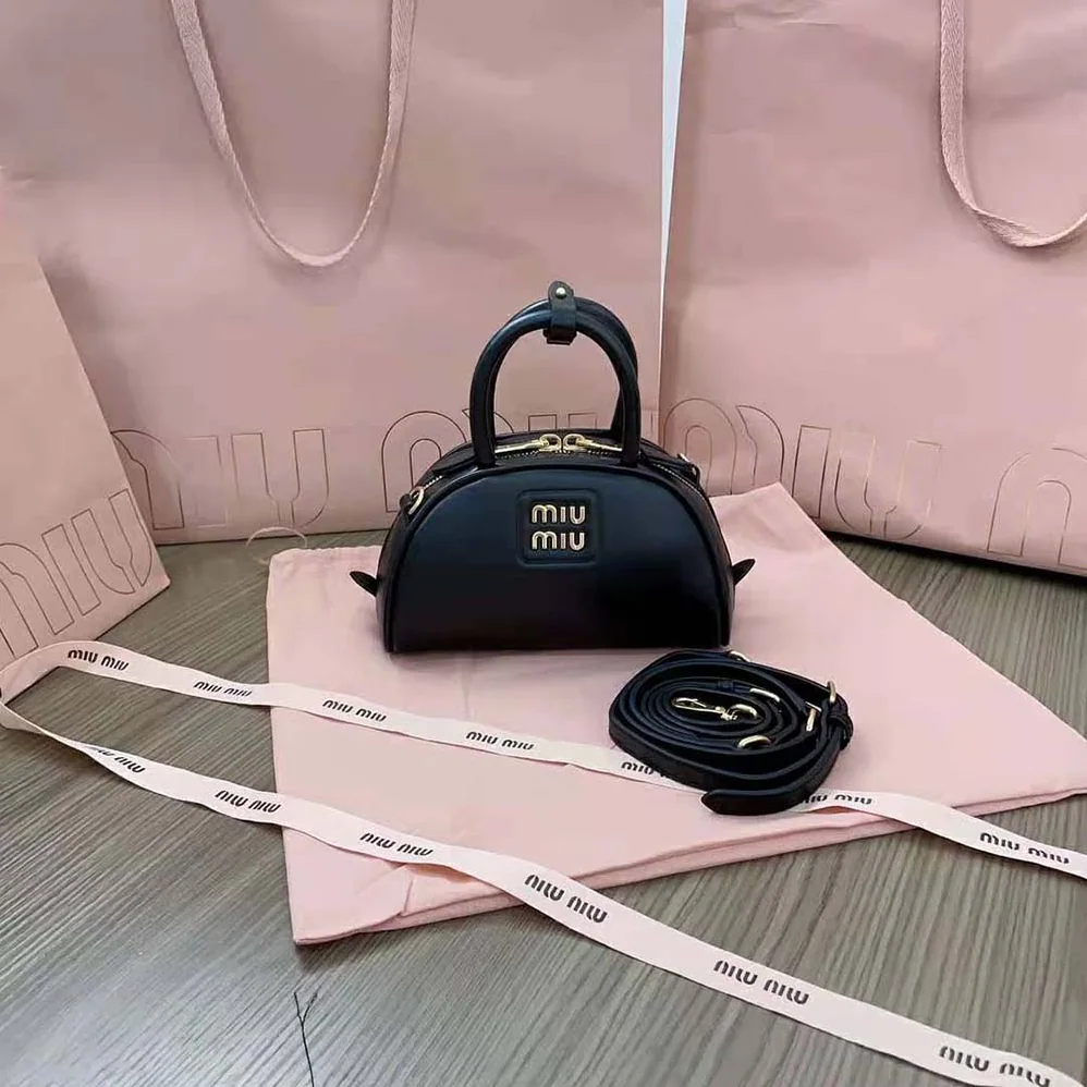 Miu Miu Mini Leather Top-handle Bag for Women in Black Miu Miu Mini Leather Top-handle Bag for Women in Black