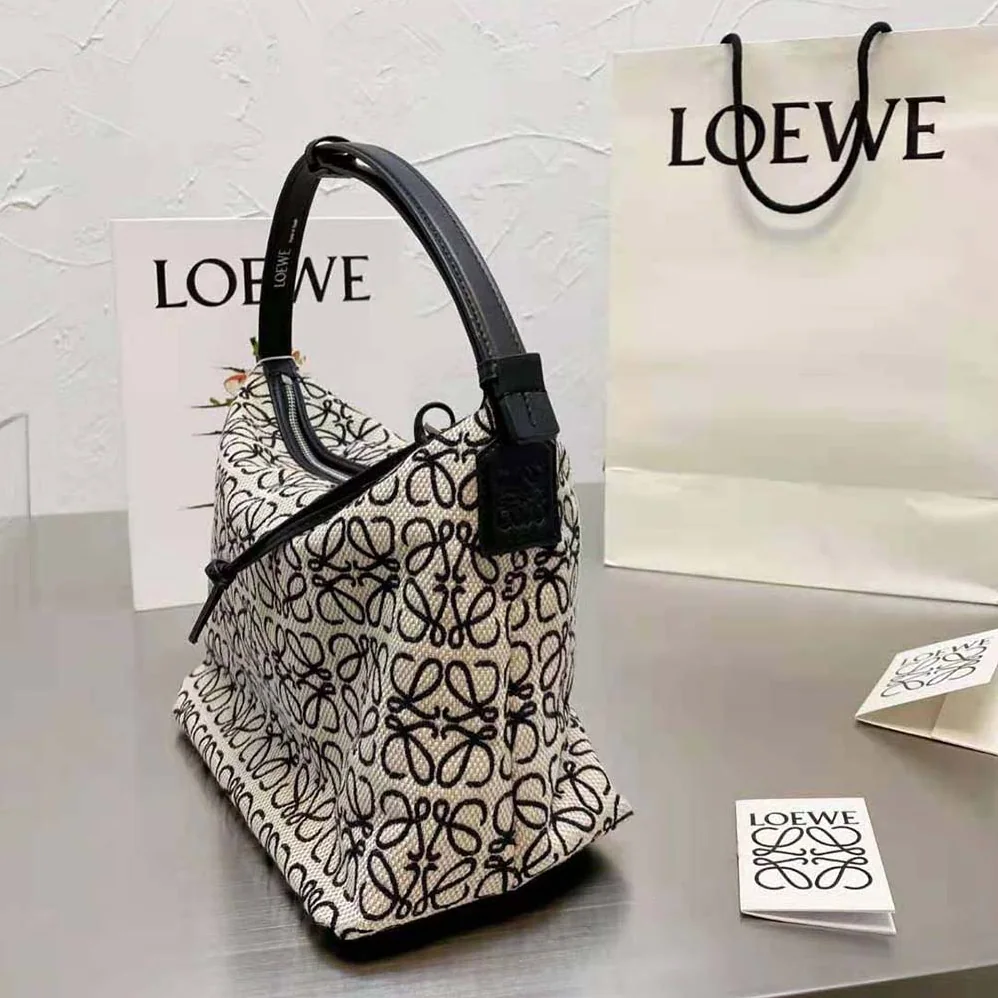 Loewe Cubi Bag in Anagram Jacquard and Calfskin for Women Loewe Cubi Bag in Anagram Jacquard and Calfskin for Women