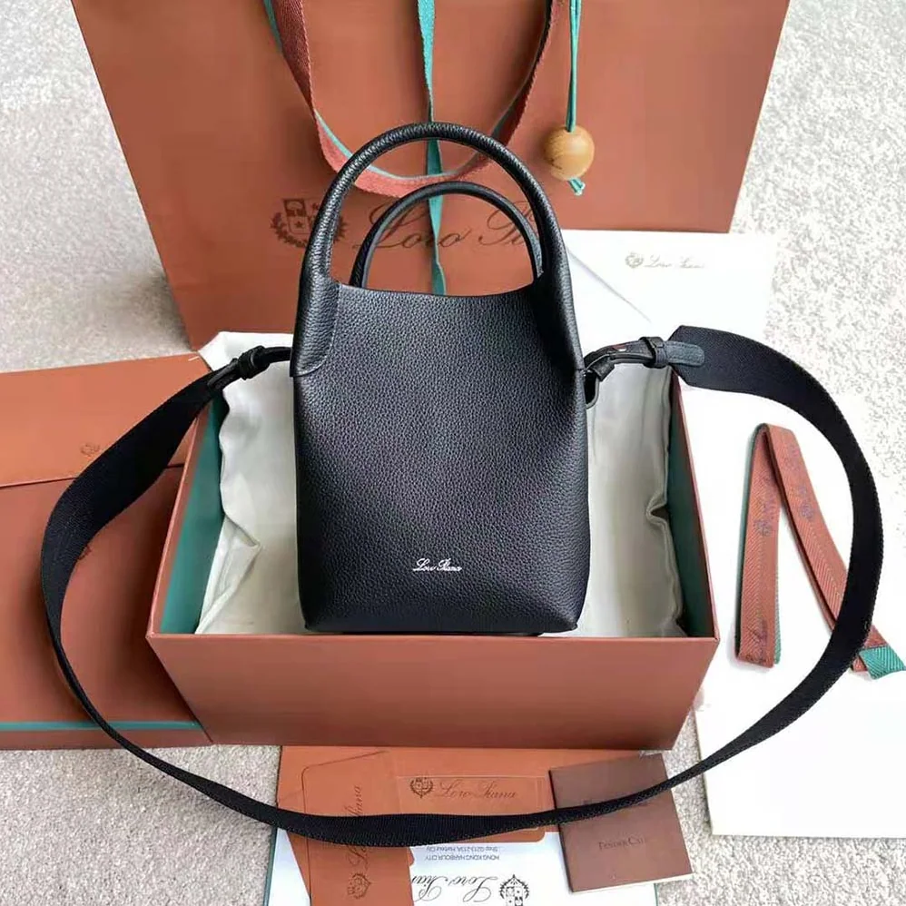 Loro Piana Micro Bale Bag in Calfskin Leather for Women in Black Loro Piana Micro Bale Bag in Calfskin Leather for Women in Black