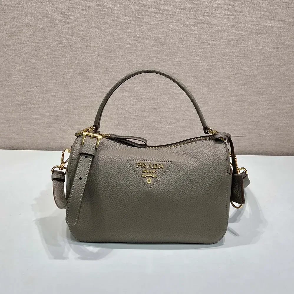 Prada Small Leather Bag for Women in Clay Gray Prada Small Leather Bag for Women in Clay Gray