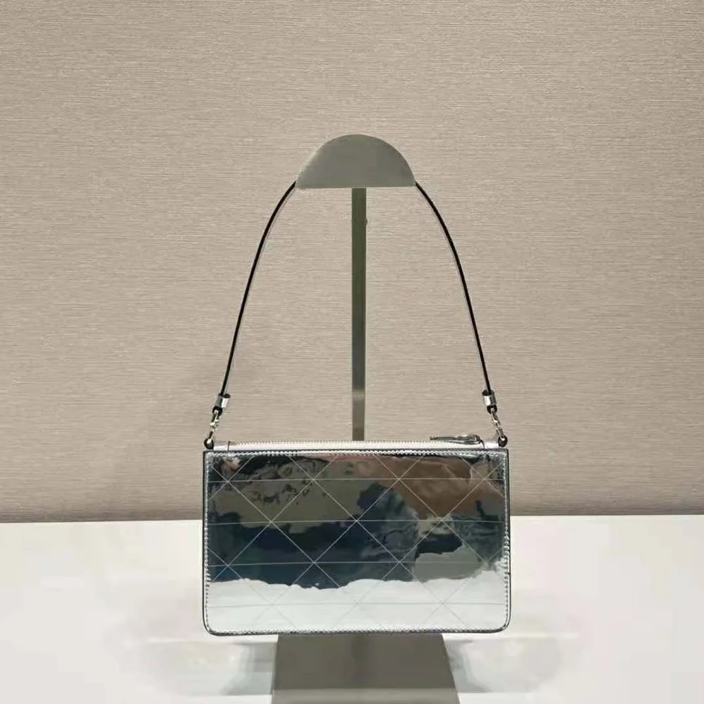 Prada Metallic Leather Mini-Bag for Women in Silver Prada Metallic Leather Mini-Bag for Women in Silver