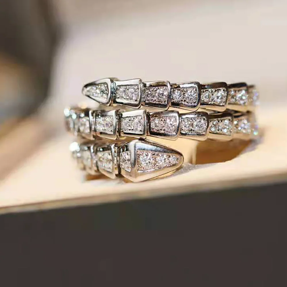 Bvlgari Serpenti Viper Two-coil 18 KT White Gold Ring for Women