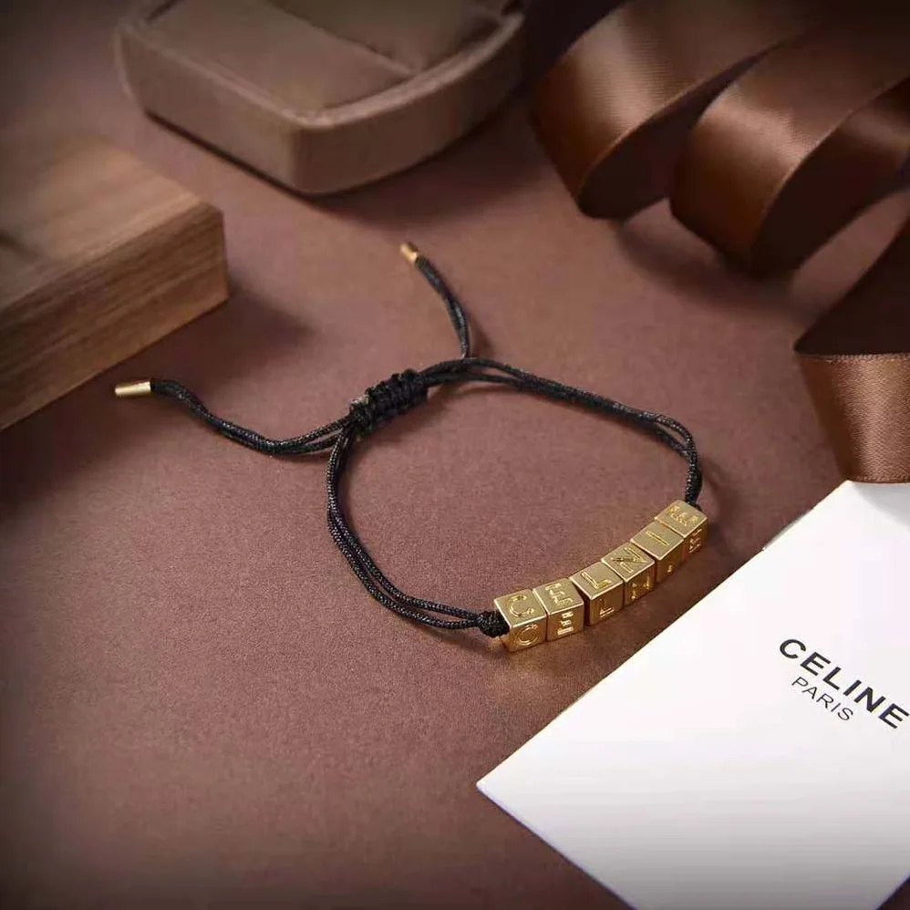 Celine Beach Bracelet in Brass with Gold Finish and Polyester for Women