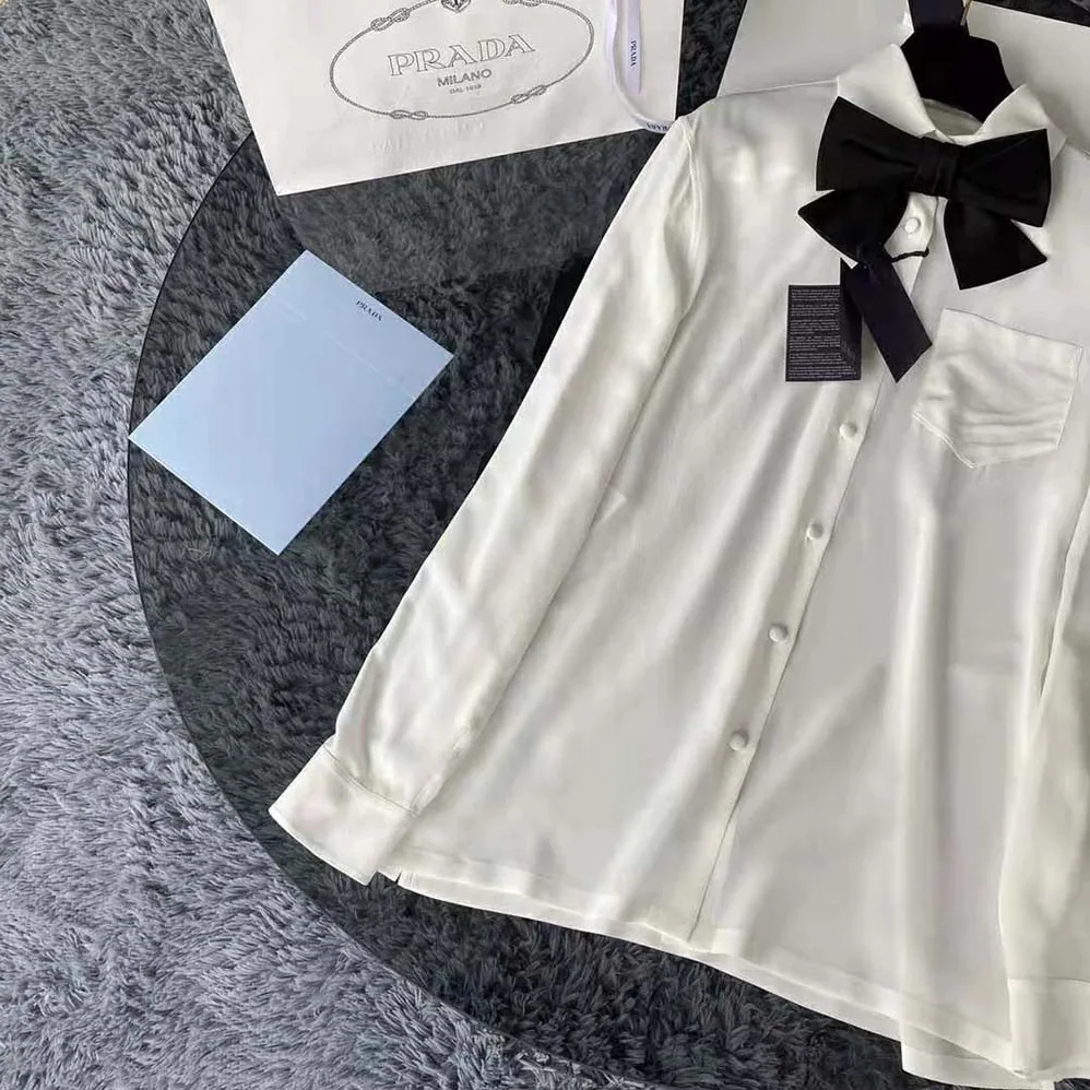 Prada Crepe DE Chine Shirt for Women in White