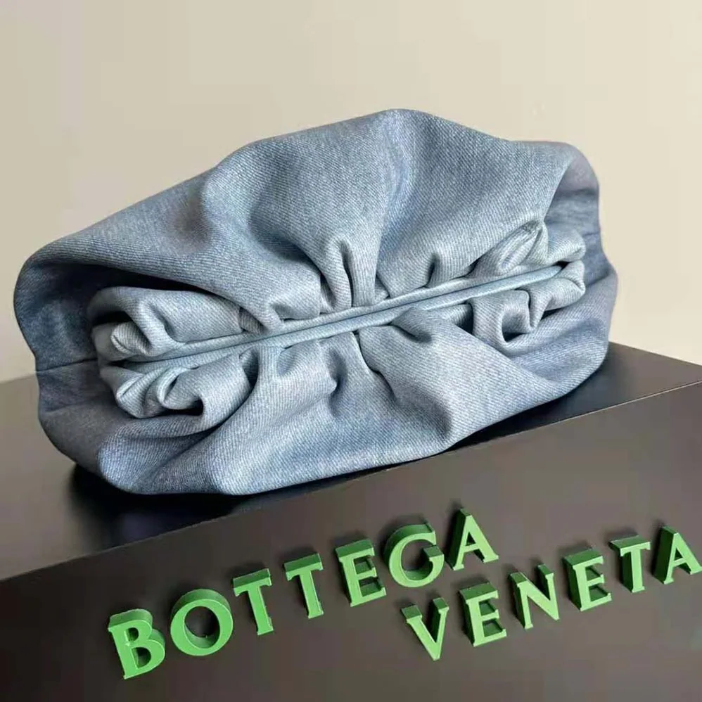 Bottega Veneta Teen Pouch Intrecciato Denim Effect Leather Clutch for Women Bottega Veneta Teen Pouch Intrecciato Denim Effect Leather Clutch for Women