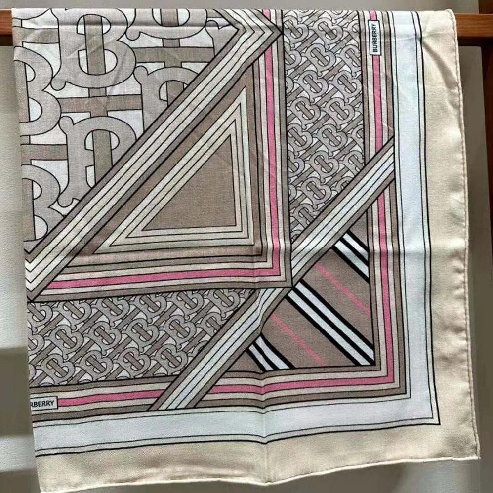Burberry Montage Print Silk Square Scarf for Women in Pink Burberry Montage Print Silk Square Scarf for Women in Pink