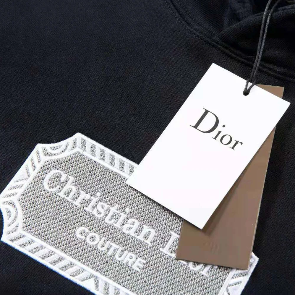 Dior Christian Dior Couture Hooded Sweatshirt Black Cotton Fleece for Women Dior Christian Dior Couture Hooded Sweatshirt Black Cotton Fleece for Women
