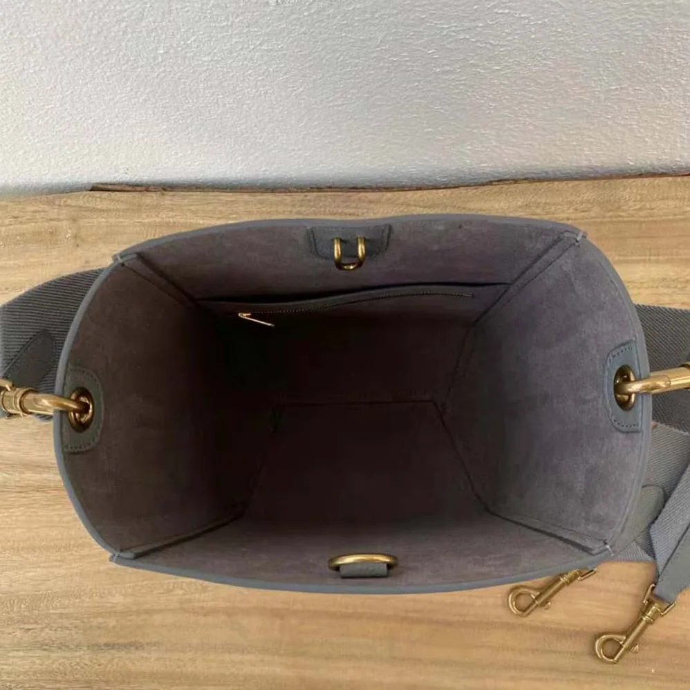 Celine Sangle Small Bucket Bag in Soft Grained Calfskin for Women in Silver