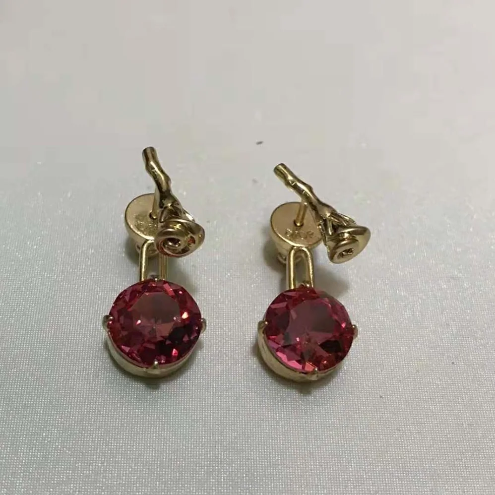 Dior Dream Earrings Gold-Finish Metal and Pink Crystals for Women Dior Dream Earrings Gold-Finish Metal and Pink Crystals for Women