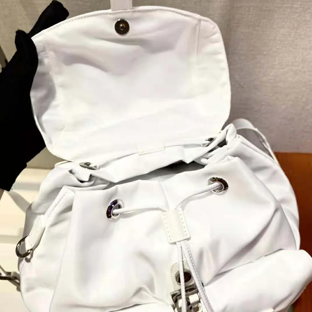 Prada Re-Nylon Medium Backpack for Women in White Prada Re-Nylon Medium Backpack for Women in White