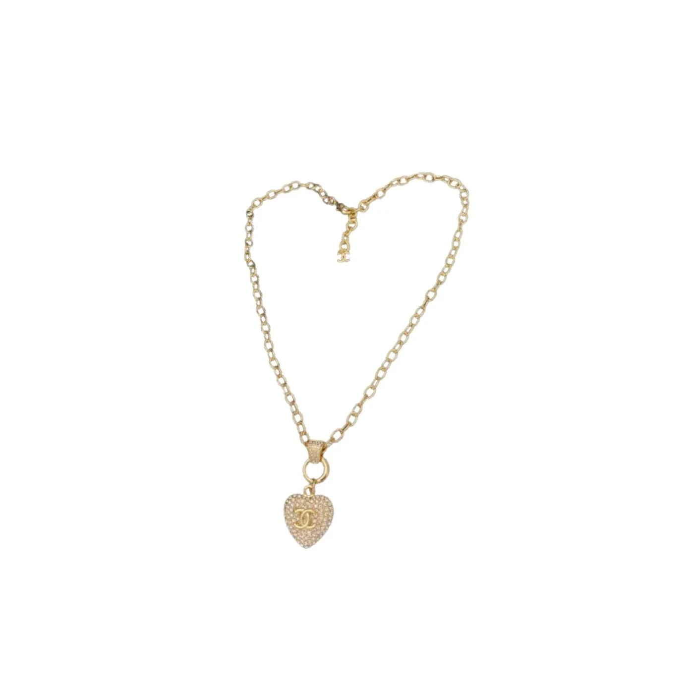 Chanel Twinkle Heart Chain Necklace Gold Tone Chanel Twinkle Heart Chain Necklace Gold Tone