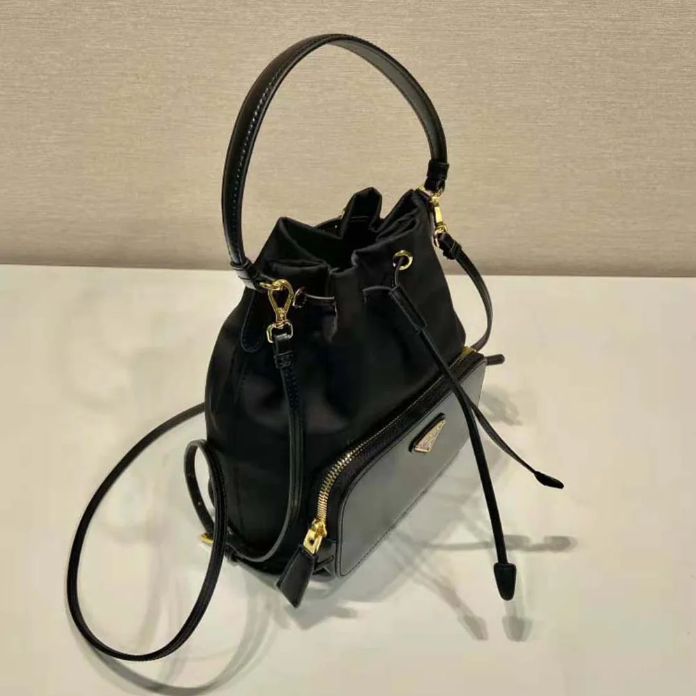 Prada Re-Nylon and Brushed Leather Bag for Women in Black