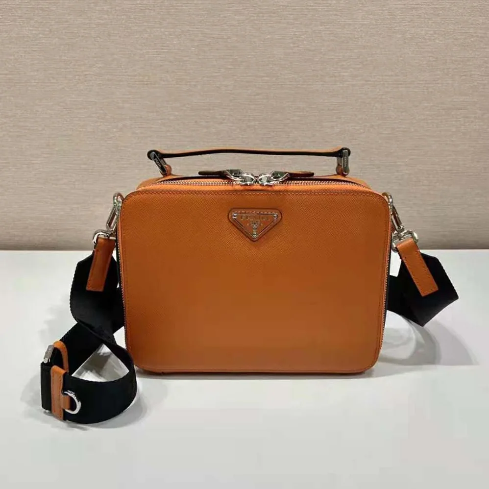 Prada Brique Saffiano Leather Bag for Men in Orange