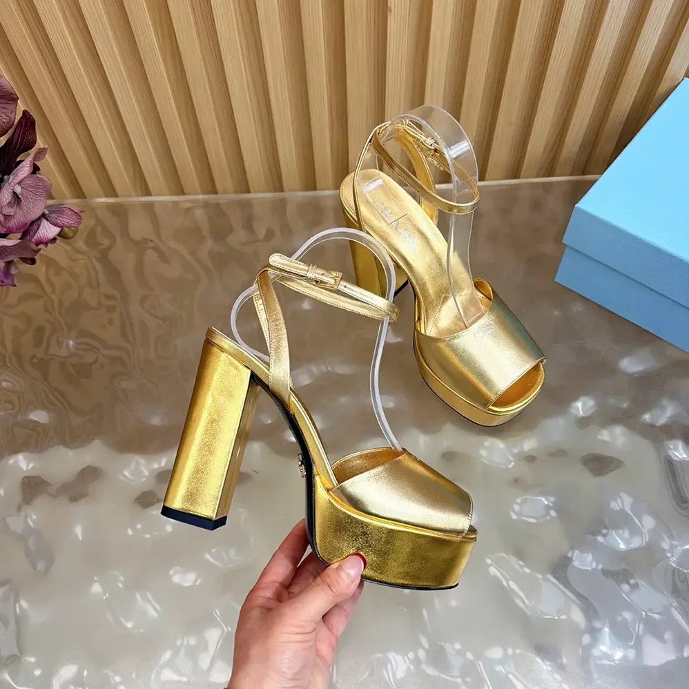 Prada Mordoré Nappa Leather Platform Sandals for Women in Gold Prada Mordoré Nappa Leather Platform Sandals for Women in Gold