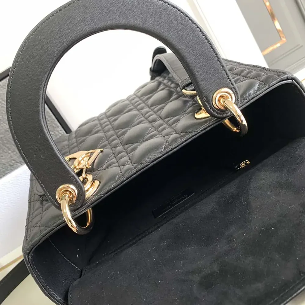Dior Medium Lady Dior Bag Black Cannage Lambskin for Women