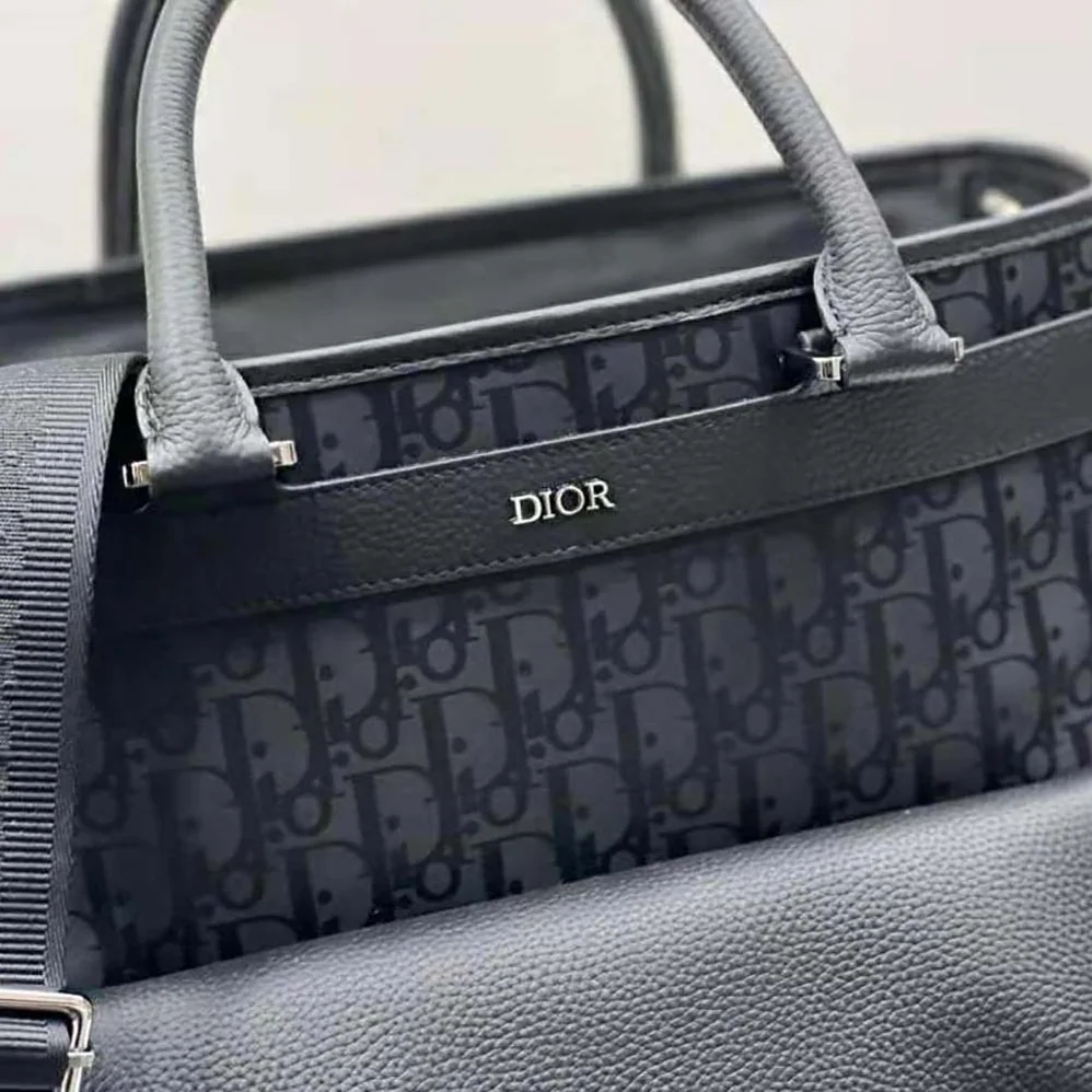 Dior Explorer Tote Bag Black Dior Oblique Mirage Technical Fabric and Grained Calfskin for Men