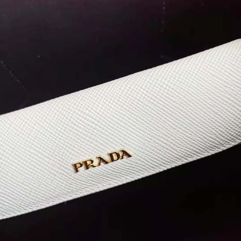 Prada Small Saffiano Leather Double Prada Bag for Women in White