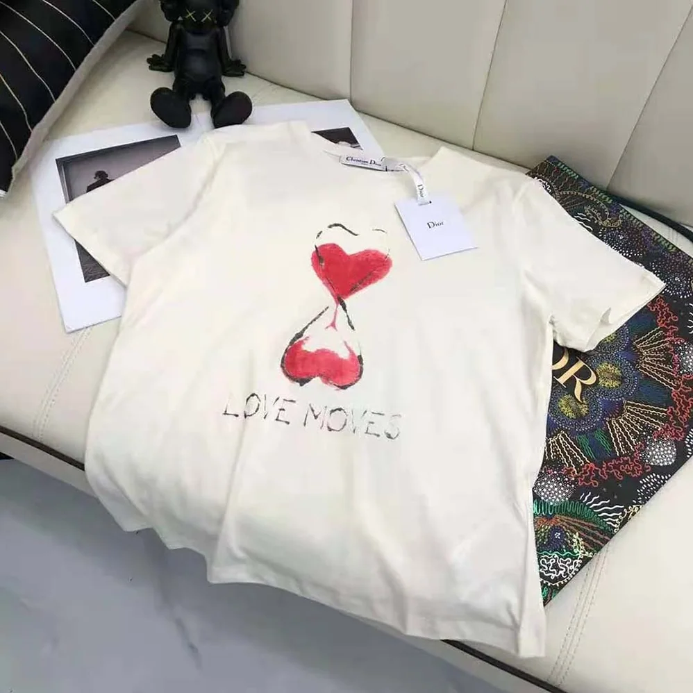 Dior Love Moves T-shirt Ecru Cotton Jersey and Linen for Women Dior Love Moves T-shirt Ecru Cotton Jersey and Linen for Women