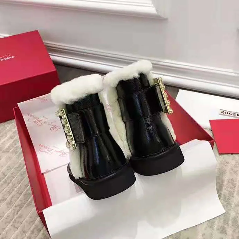 Roger Vivier Winter Viv' Strass Buckle Booties in Patent Leather