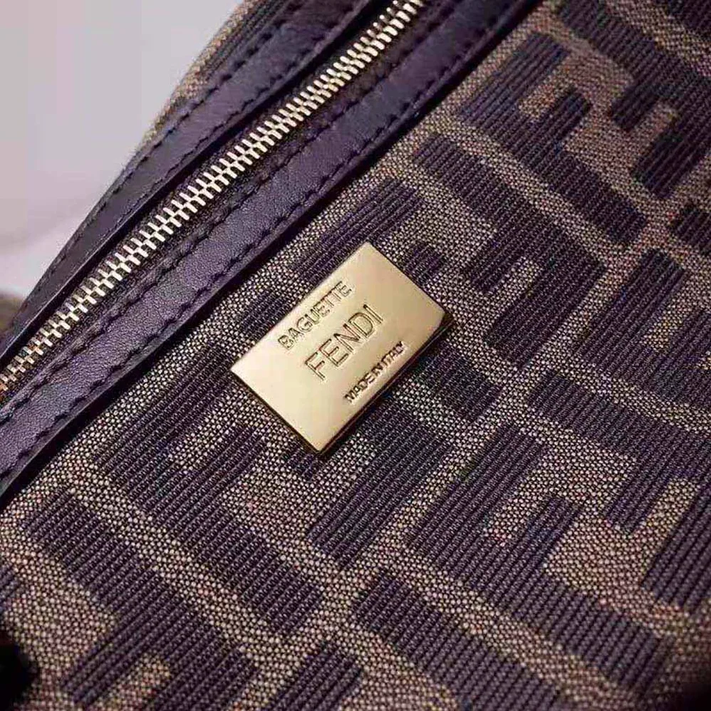Fendi Baguette Large Brown Fabric Bag for Women