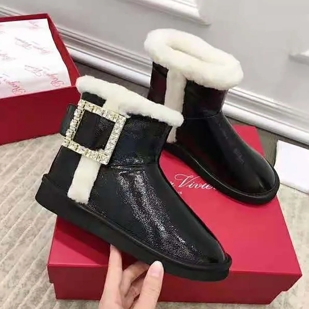Roger Vivier Winter Viv' Strass Buckle Booties in Patent Leather