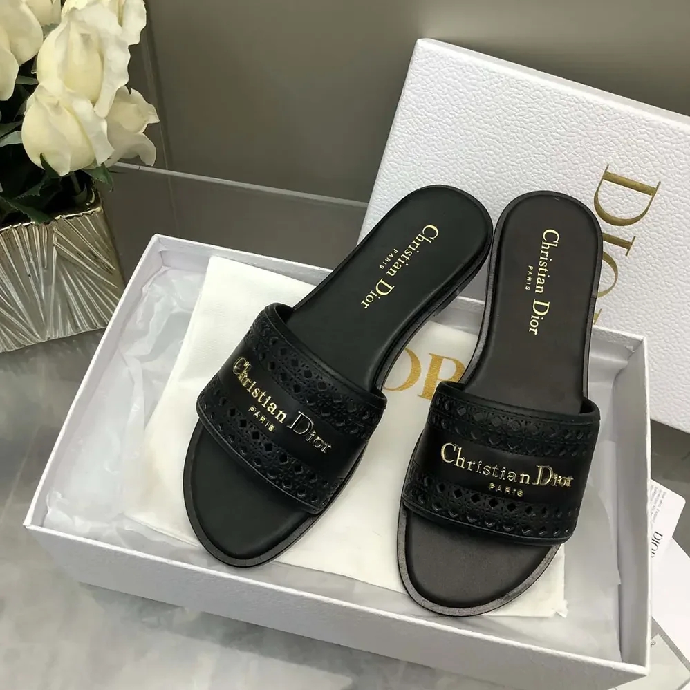 Dior Black Calfskin with Openwork Microcannage Motif for Women