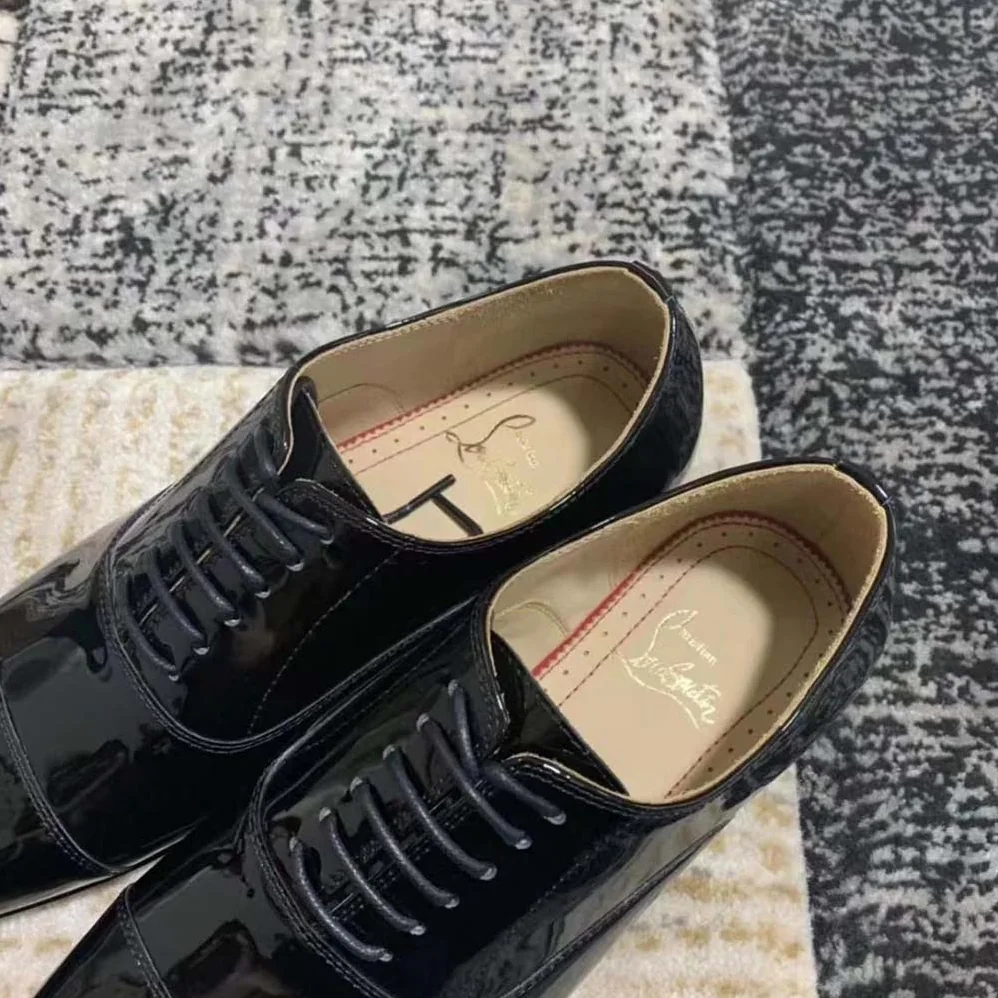 Christian Louboutin Greggo Lace-up Shoes in Patent Calf Leather for Men in Black Christian Louboutin Greggo Lace-up Shoes in Patent Calf Leather for Men in Black