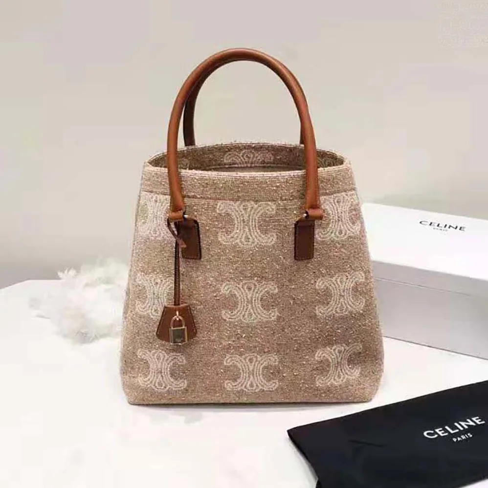 Celine Horizontal Cabas Celine in Triomphe Jacquard and Calfskin for Women