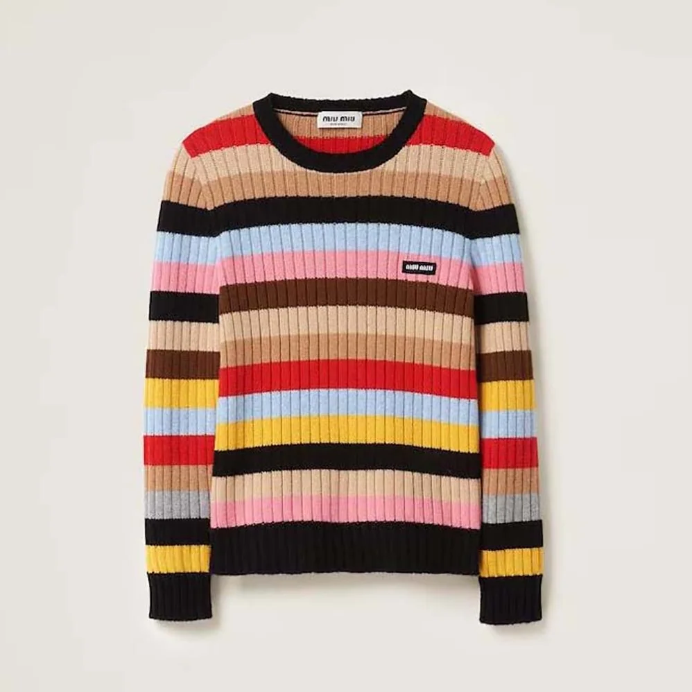 Miu Miu Cashmere Sweater with Logo Patch for Women