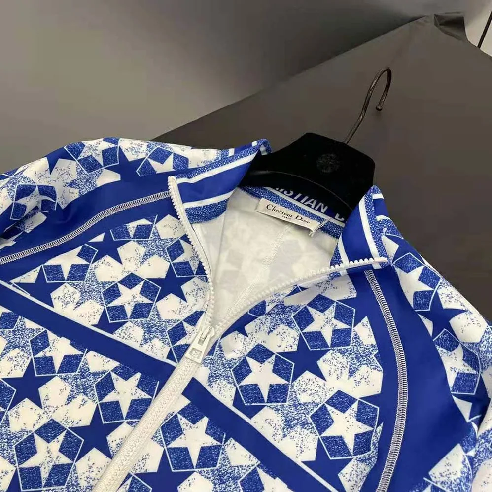 Dior Zipped Jacket Fluorescent Blue Dior Étoile Technical Jersey for Women Dior Zipped Jacket Fluorescent Blue Dior Étoile Technical Jersey for Women