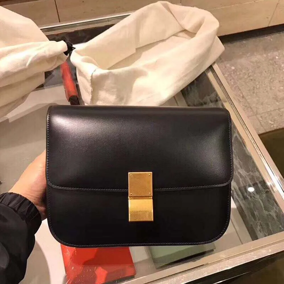 Celine Small Classic Bag in Box Calfskin Leather for Women in Black