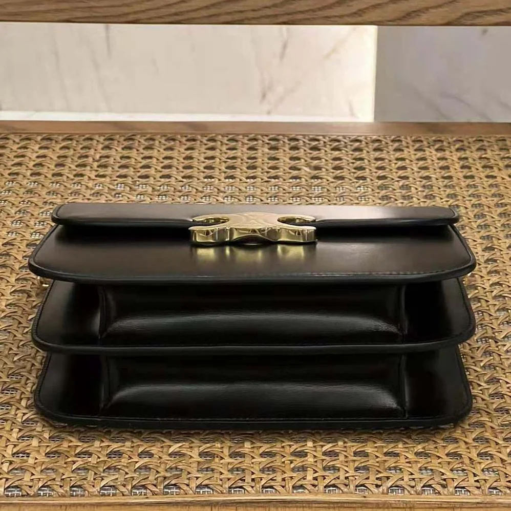 Celine Classique Triomphe Bag in Shiny Calfskin for Women in Black