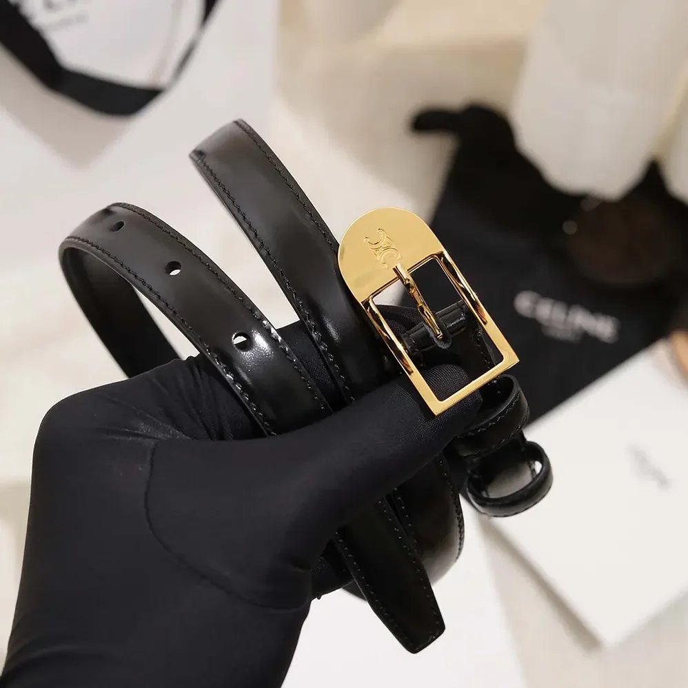 Celine Bc-25 18mm Belt In Taurillon Leather for Women in Black Celine Bc-25 18mm Belt In Taurillon Leather for Women in Black