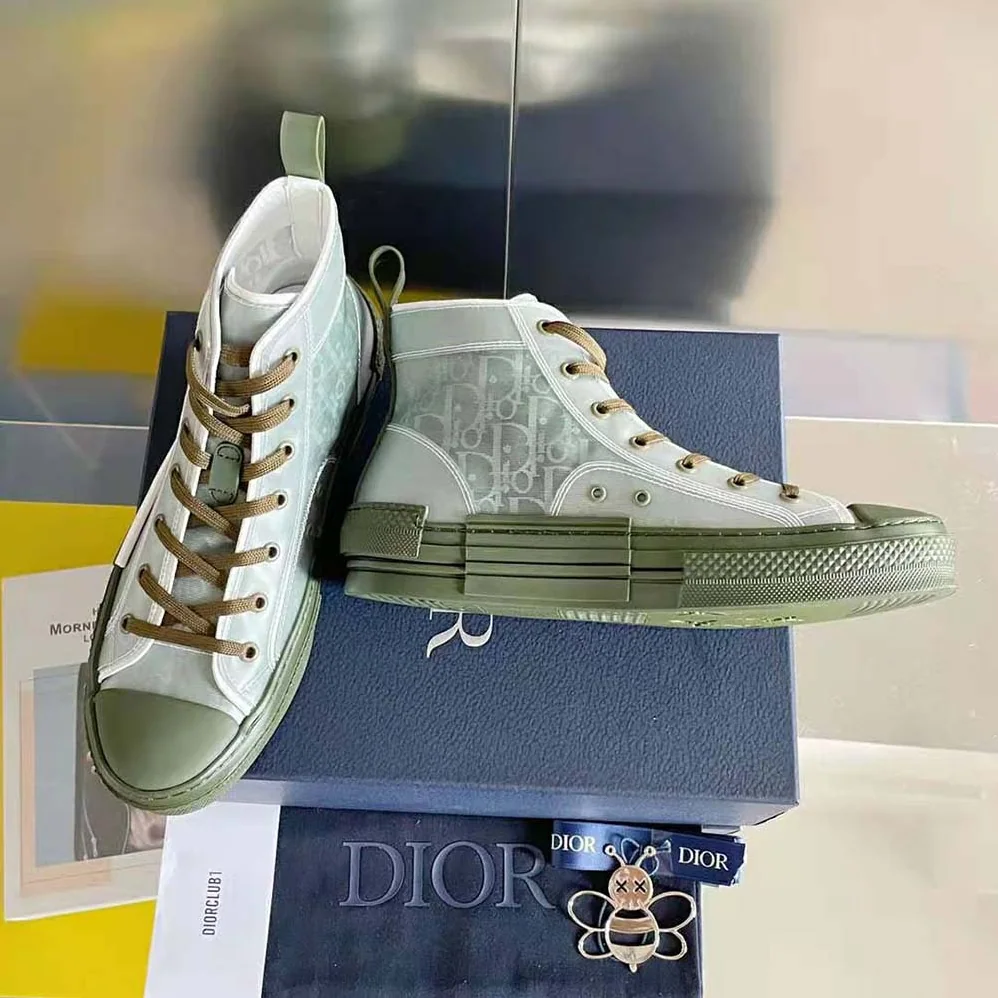 Dior B23 High-Top Sneaker Olive Dior Oblique Canvas for Men Dior B23 High-Top Sneaker Olive Dior Oblique Canvas for Men