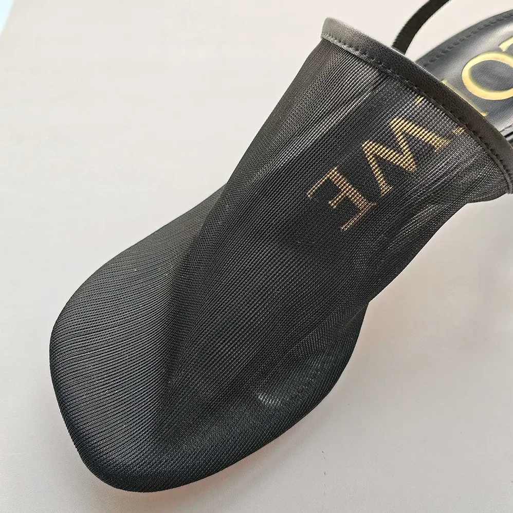 Loewe Petal Slingback Heel Sandal in Mesh for Women in Black Loewe Petal Slingback Heel Sandal in Mesh for Women in Black
