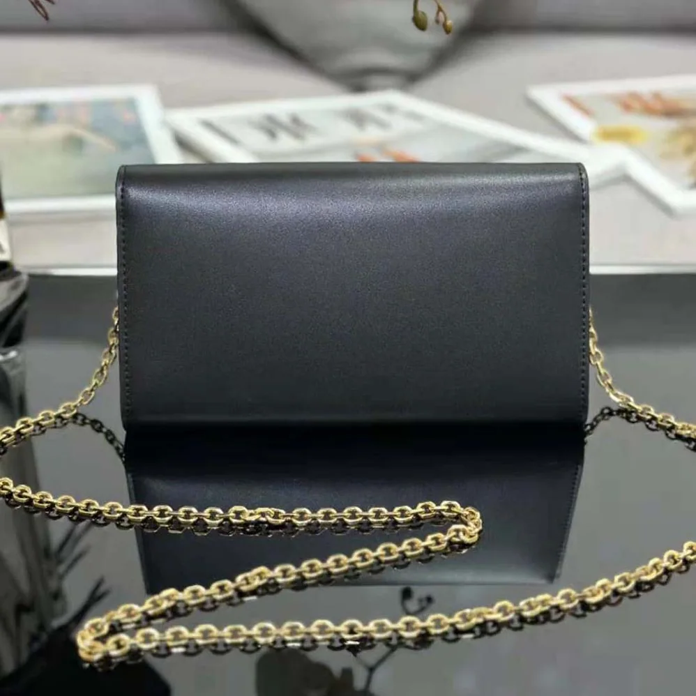 Dior Bobby East-west Pouch with Chain Black Smooth Calfskin for Women