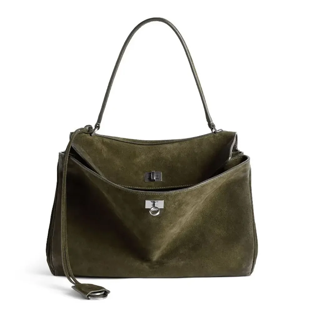 Balenciaga Rodeo Handbag Medium In Khaki Waxed Suede Calfskin And Smooth Calfskin for Women Balenciaga Rodeo Handbag Medium In Khaki Waxed Suede Calfskin And Smooth Calfskin for Women