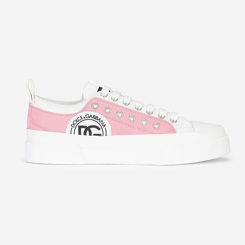 Dolce Gabbana D&G Two-tone Canvas Portofino Light Sneakers with DG Logo for Women Dolce Gabbana D&G Two-tone Canvas Portofino Light Sneakers with DG Logo for Women