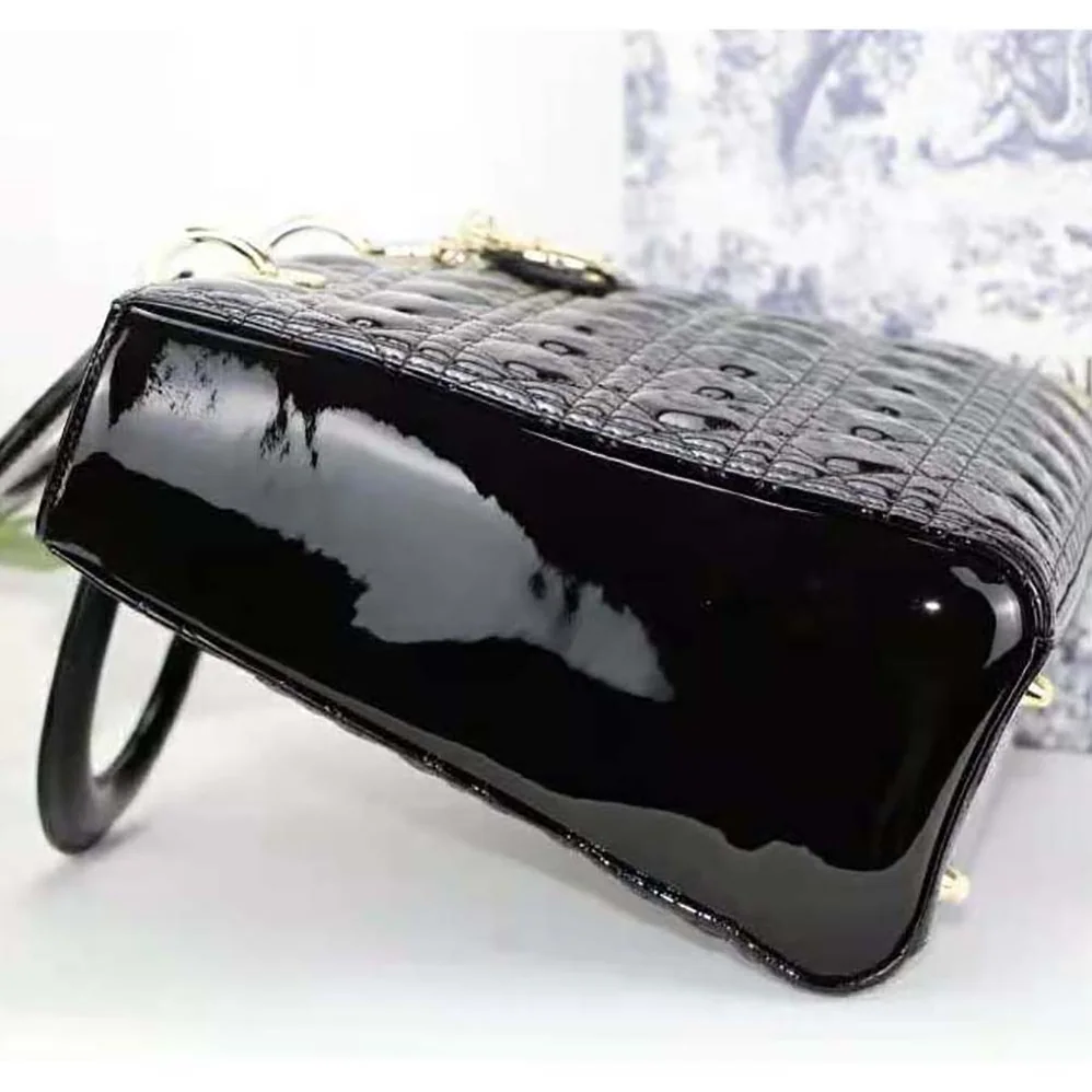 Dior Large Lady Dior Bag Black Patent Cannage Calfskin for Women Dior Large Lady Dior Bag Black Patent Cannage Calfskin for Women