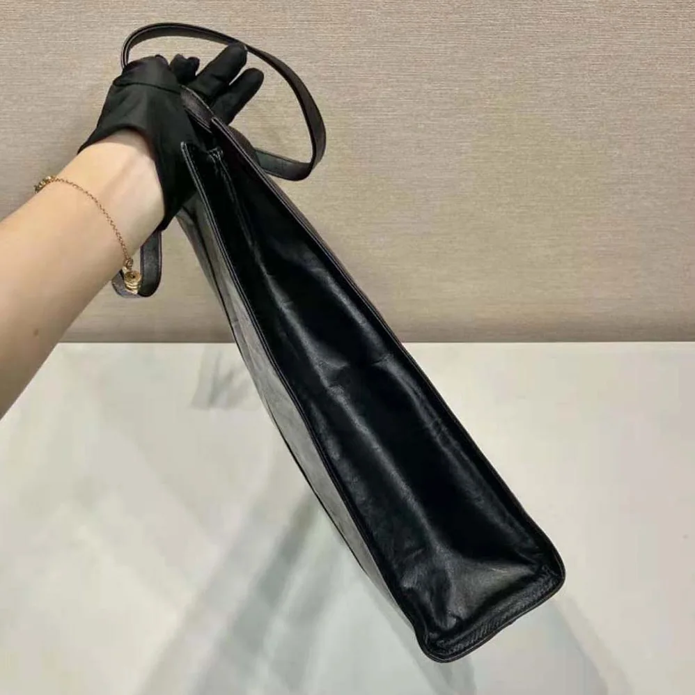 Prada Small Antique Nappa Leather Tote for Women in Black Prada Small Antique Nappa Leather Tote for Women in Black