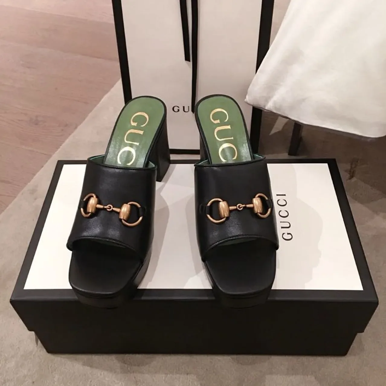 Gucci Horsebit Platform Mules Black