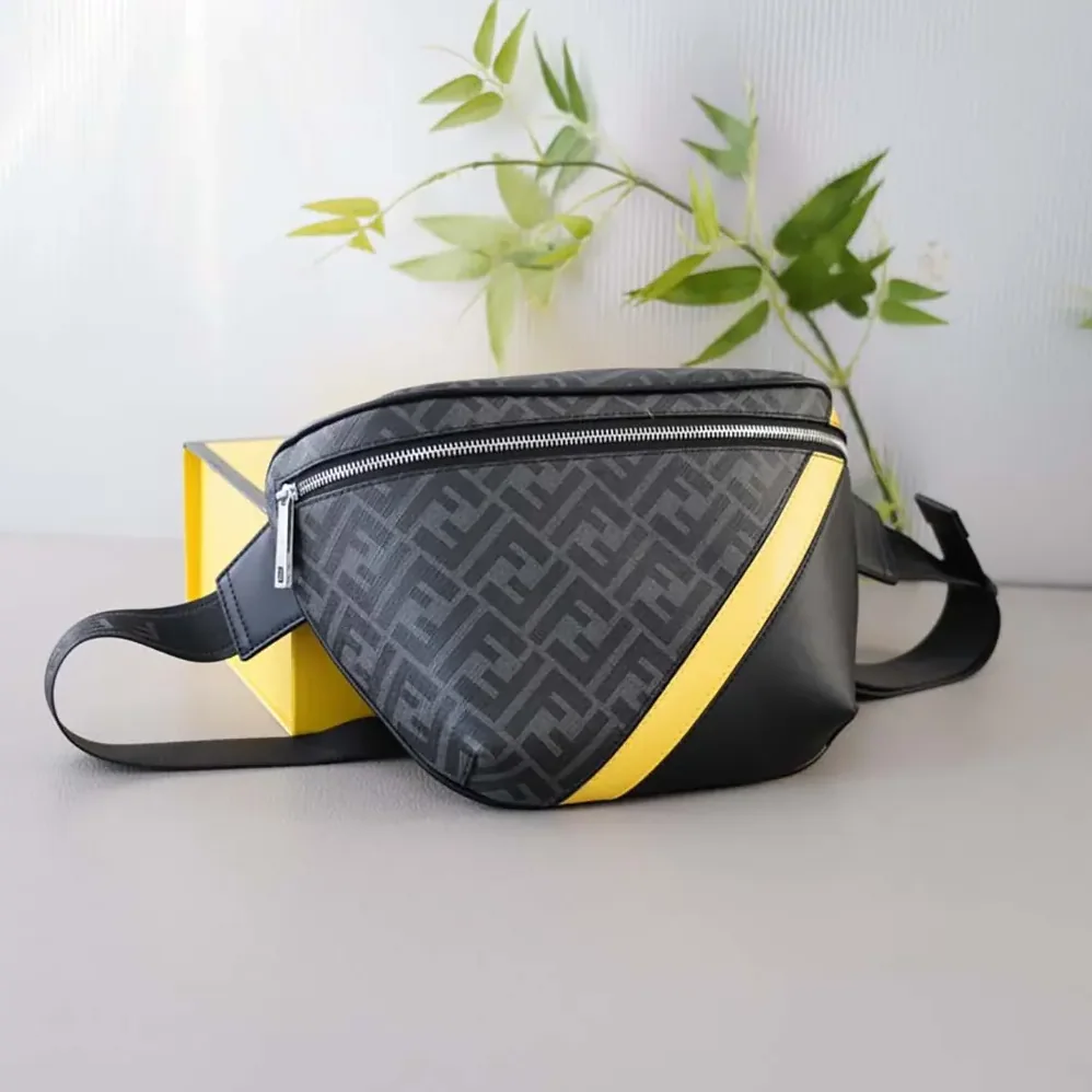 Fendi Diagonal Belt Bag Gray Fabric Belt Bag for Men in Yellow Fendi Diagonal Belt Bag Gray Fabric Belt Bag for Men in Yellow