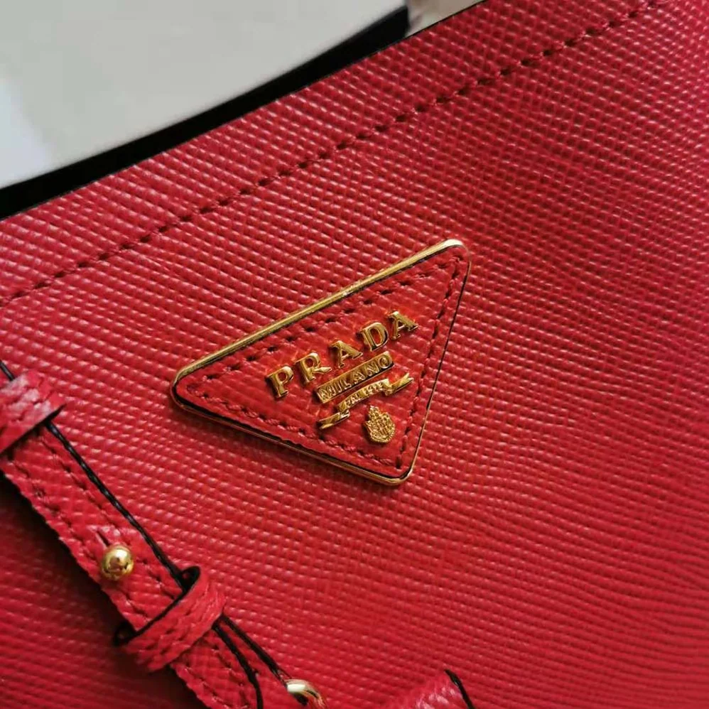Prada Small Saffiano Leather Prada Panier Bag for Women in Red
