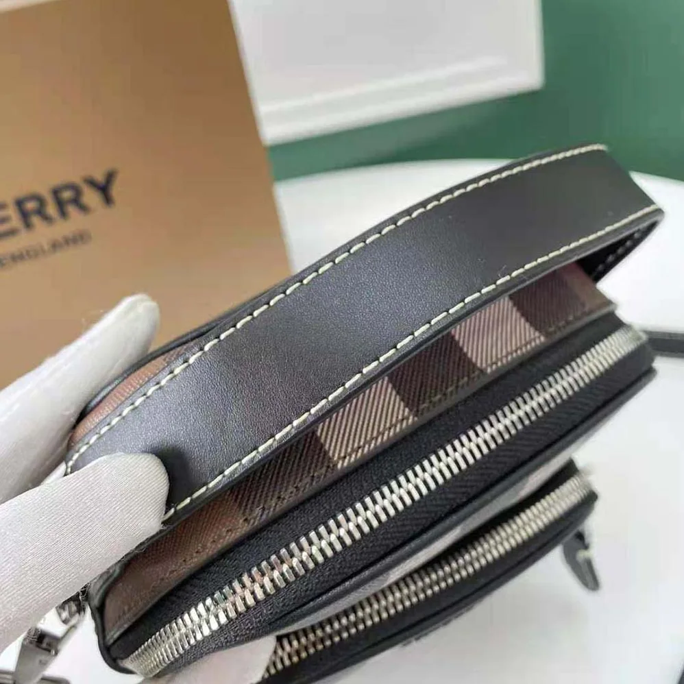 Burberry Check and Leather Crossbody Bag for Men in Brown Burberry Check and Leather Crossbody Bag for Men in Brown
