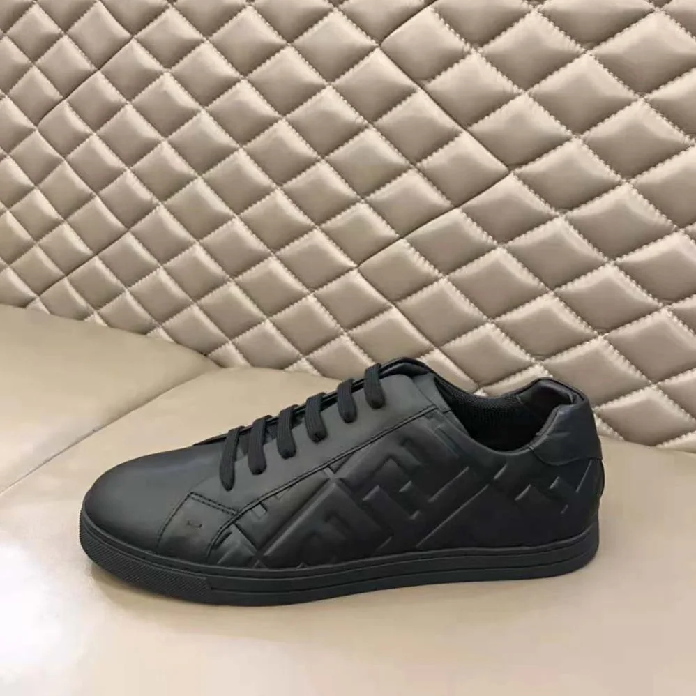 Fendi Black Nappa Leather Low-Tops with 3D Macro FF Motif for Men Fendi Black Nappa Leather Low-Tops with 3D Macro FF Motif for Men